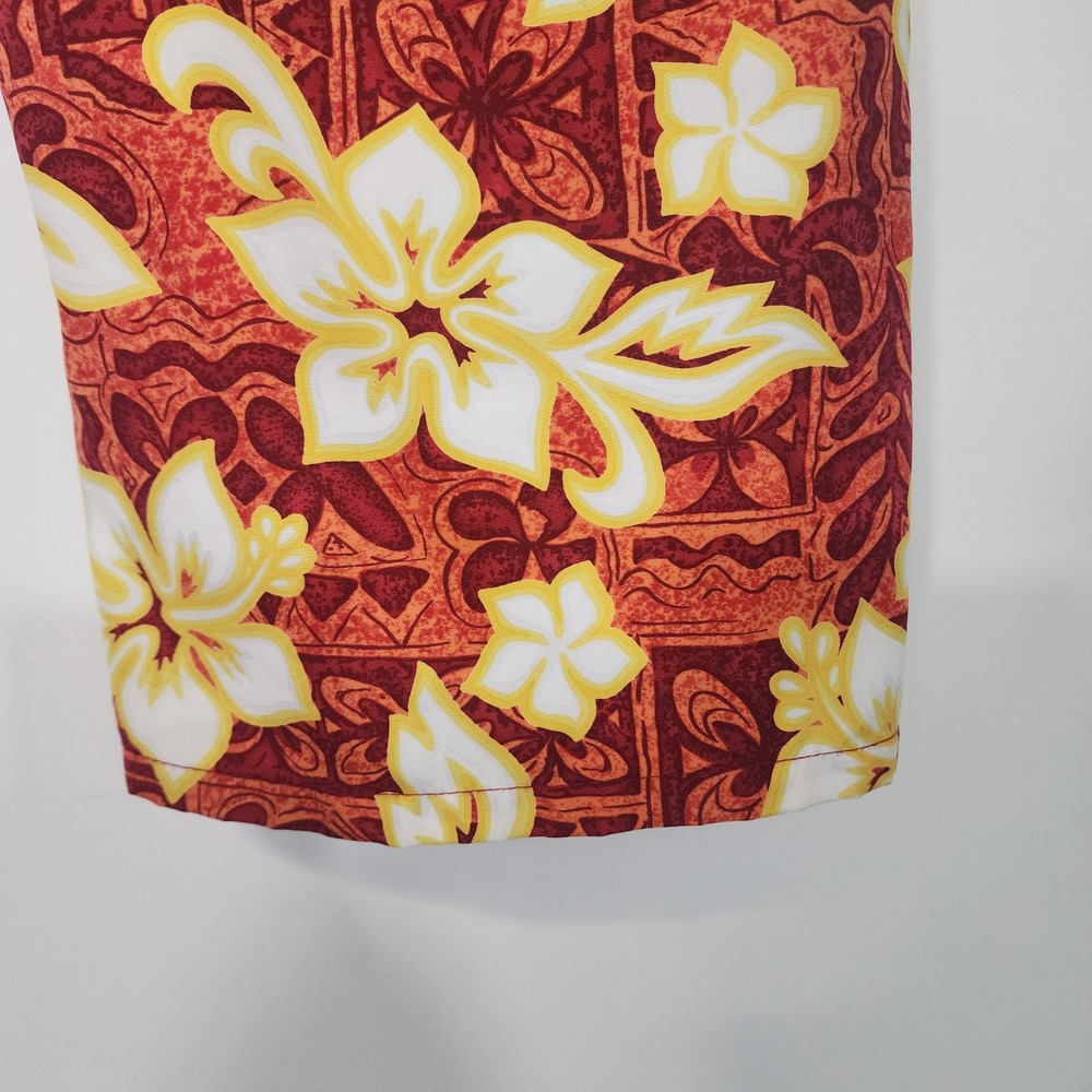 VTG Y2K Miken Hawaiian Floral Mini Dress Red Yellow Bungee Strap USA made Small - Picture 6 of 10